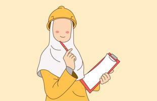 ingénieur femme portant hijab illustration vecteur