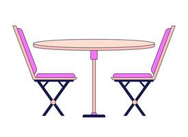 chaises avec à manger table plat ligne Couleur isolé vecteur objet. café table paramètre. meubles. modifiable agrafe art image sur blanc Contexte. Facile contour dessin animé place illustration pour la toile conception