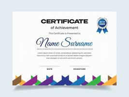 moderne origami certificat de réussite modèle avec icône badge. moderne certificat vecteur. parfait pour employé prix. vecteur