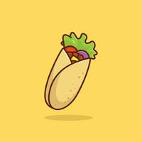 kebab flottant Facile dessin animé vecteur illustration nourriture concept icône isolé