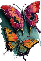 aquarelle papillon fleur vecteur