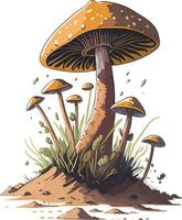 aquarelle Couper champignon vecteur