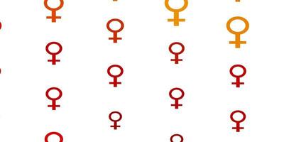toile de fond de vecteur marron clair avec les symboles de puissance de la femme.