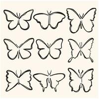 papillon animal griffonnage ligne art conception vecteur