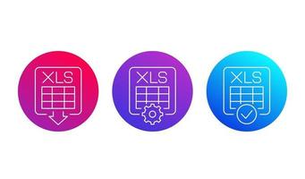 télécharger des icônes de ligne de document xls pour le Web et les applications vecteur