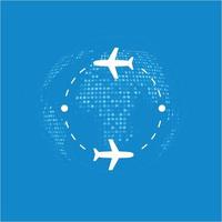 autour du monde sur l'illustration vectorielle d'avion. symbole de voyage en avion. icône de voyage en cercle. vecteur