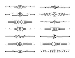 diviseurs abstraits vectoriels ensemble de lignes géométriques pour le décor de la page, la bordure d'art et la conception du cadre, collection de rayures noires sur fond blanc vecteur