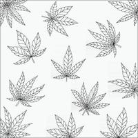 collection de feuilles de cannabis dessin à main levée sur fond blanc. illustration vectorielle. vecteur