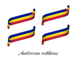ensemble de quatre moderne coloré vecteur rubans avec andorien tricolore isolé sur blanc arrière-plan, drapeau de Andorre, andorien rubans