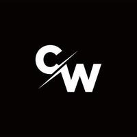 cw logo lettre monogramme slash avec modèle de conception de logo moderne vecteur