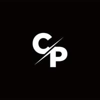 cp logo lettre monogramme slash avec modèle de conception de logo moderne vecteur