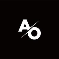 ao logo lettre monogramme slash avec modèle de conception de logo moderne vecteur