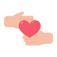 vecteur mains se donnant des cœurs aidant les pauvres en faisant don d'articles à des œuvres caritatives