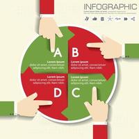 modèle de conception infographique et concept d'entreprise avec 4 options, pièces, étapes ou processus. peut être utilisé pour la mise en page du flux de travail, le diagramme, les options de nombre, la conception Web. vecteur