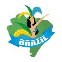 affiche du carnaval du brésil avec lettrage et danse garota vecteur