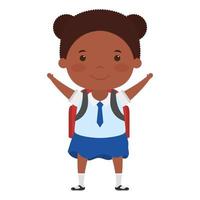 mignon petit personnage de fille étudiante afro vecteur