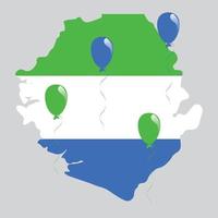 drapeau vert, bleu et blanc et carte de la sierra leone.eps vecteur