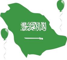 drapeau vert et carte de l'Arabie saoudite vecteur