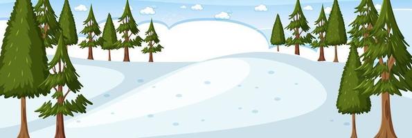scène de paysage horizontal de forêt d'hiver vierge vecteur