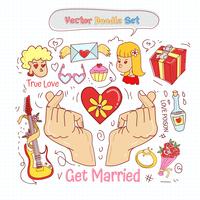 Vecteur de jeu de doodle valentines