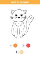 coloriage de maths pour les enfants. chat mignon de gingembre de carton de couleur. vecteur