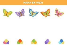 assortir les papillons et les palettes de couleurs. jeu pour les enfants. vecteur