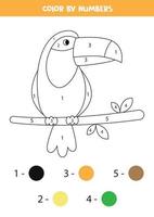 page de coloriage avec un toucan mignon. jeu de maths pour les enfants. vecteur