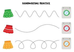 feuille de travail éducative pour les enfants. tracer des lignes avec des jupes. vecteur