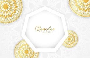 fond de ramadan kareem avec mandala d'or et forme hexagonale sur illustration vectorielle blanche pour les célébrations du mois sacré islamique vecteur