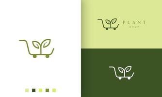 logo chariot pour magasin naturel ou bio dans un style simple et moderne vecteur