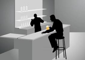 illustration de la silhouette d'un homme au bar vecteur