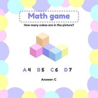 illustration vectorielle. jeu de logique mathématique pour les enfants d'âge préscolaire et scolaire. combien de cubes dans l'image vecteur