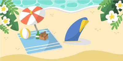 pique-nique d'été amusant à l'illustration de griffonnage de plage de sable vecteur