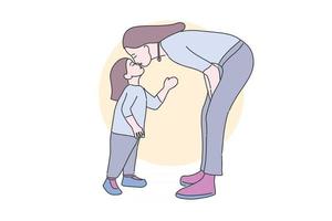 illustration dessinée à la main doux baiser maman et fille vecteur