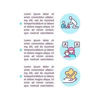 le comportement et la communication approchent les icônes de ligne de concept avec du texte. modèle vectoriel de page ppt avec espace de copie. brochure, magazine, élément de conception de newsletter. illustrations linéaires d'autisme sur blanc