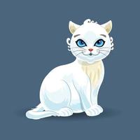 chaton blanc de caractère aux yeux bleus. illustration de plat de vecteur