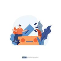 illustration de vacances de routard et de camping sans personnage de jeune homme. des hommes debout avec des gestes. illustration vectorielle de style plat isolé vecteur