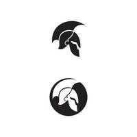 logo spartiate gladiateur noir et casque de conception vectorielle et tête noire vecteur