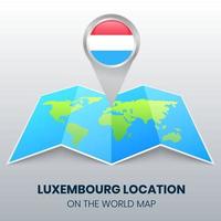 icône de localisation du luxembourg sur la carte du monde, icône d'épingle ronde du luxembourg vecteur