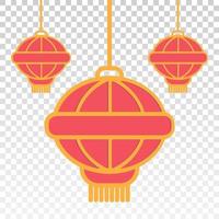 icône de couleur plate la lanterne chinoise suspendue isolée sur les arrière-plans transparents vecteur