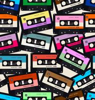 Modèle sans couture avec fond coloré de vieilles cassettes audio