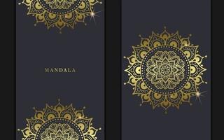 Fond Orné De Mandala Or De Luxe Pour Invitation De Mariage, Couverture De Livre Avec Style Élément Mandala Vecteur Premium