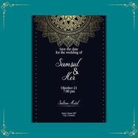 Fond Orné De Mandala Or De Luxe Pour Invitation De Mariage, Couverture De Livre Avec Style Élément Mandala Vecteur Premium