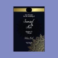 Fond Orné De Mandala Or De Luxe Pour Invitation De Mariage, Couverture De Livre Avec Style Élément Mandala Vecteur Premium