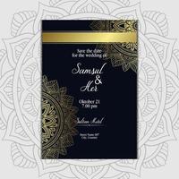 Fond Orné De Mandala Or De Luxe Pour Invitation De Mariage, Couverture De Livre Avec Style Élément Mandala Vecteur Premium