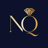 n et q monogramme avec diamant - une brillant la fusion de initiales et luxe vecteur