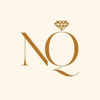 n et q monogramme avec diamant - une brillant la fusion de initiales et luxe vecteur