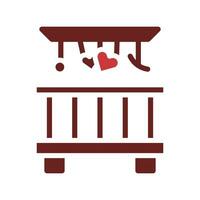 lit icône solide marron rouge style Valentin illustration symbole parfait. vecteur
