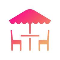 parapluie icône solide pente rose Jaune été plage symbole illustration. vecteur