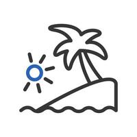 île icône bicolore bleu gris été plage symbole illustration. vecteur